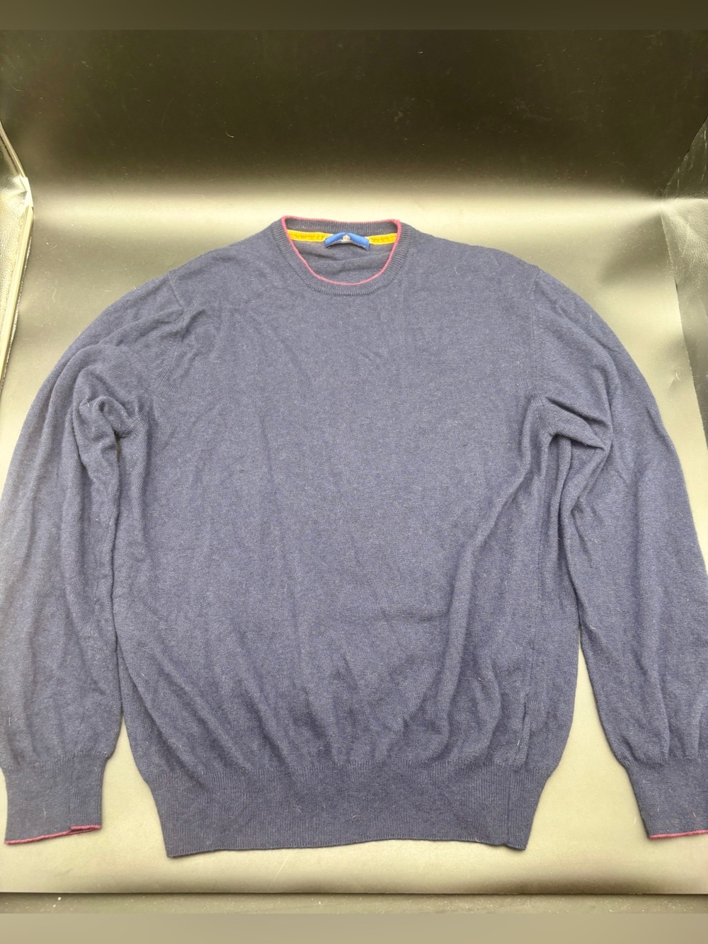 Eredi Pisanò Italy Merino Wool Cashmere Blend Crewneck Sweater Blue L - Picture 1 of 6